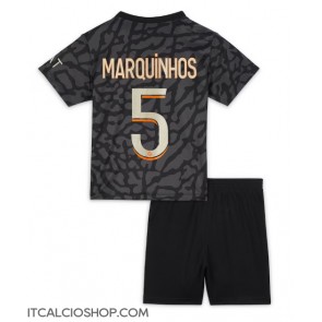 Paris Saint-Germain Marquinhos #5 Terza Maglia Bambino 2023-24 Manica Corta (+ Pantaloni corti)